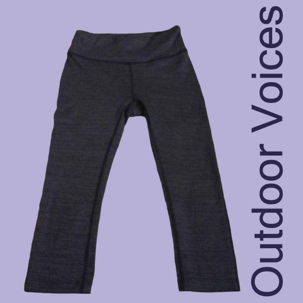 3 for $20 Outdoor Voices Women's TechSweat 3/4 Tights in Black Micro Stripe | XS